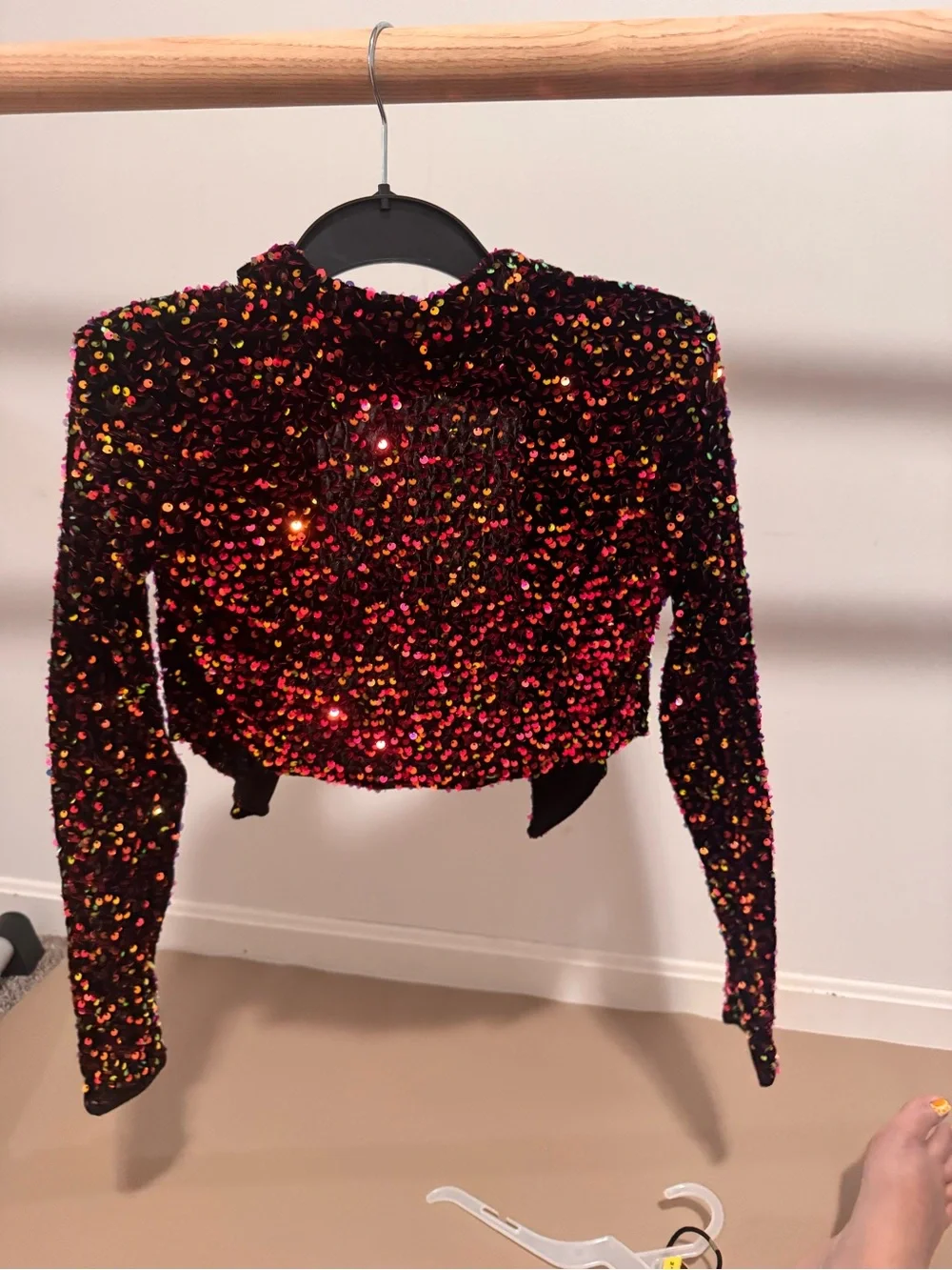 Kids Black Sequin Dance Jacket with Multicolor Sparkle